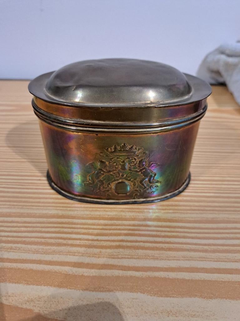 Antieke koperen thee of suiker doos ca 1730/1740, Antiek en Kunst, Ophalen of Verzenden