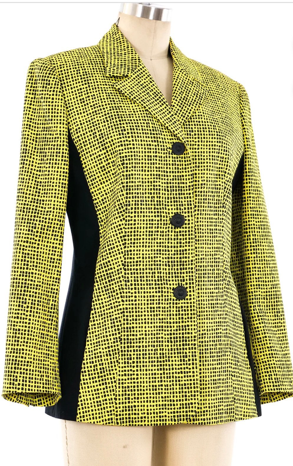 VERSUS Gianni Versace electric geel printed blazer (IT48), Enlèvement ou Envoi, Comme neuf, Taille 46/48 (XL) ou plus grande, Jaune
