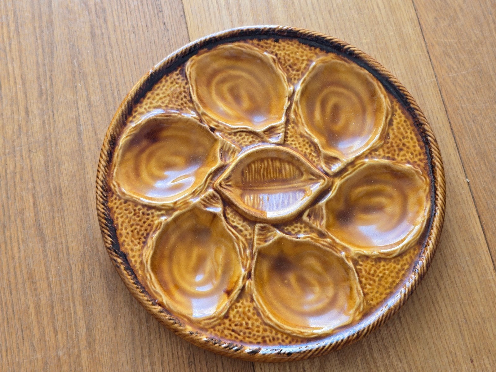 Assiettes à huîtres vintage Saint Clément France — Lot de 2, Enlèvement ou Envoi