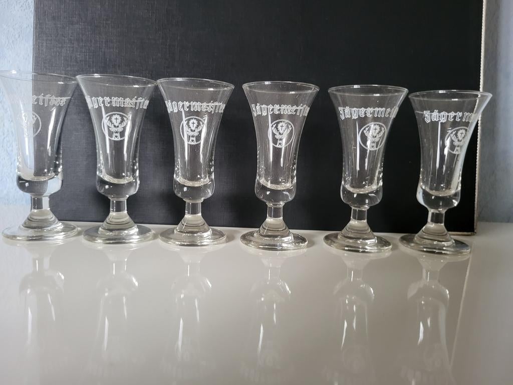Borrelglaasjes Jagermeister, Verzamelen, Glas en Drinkglazen, Ophalen, Borrel- of Shotglas
