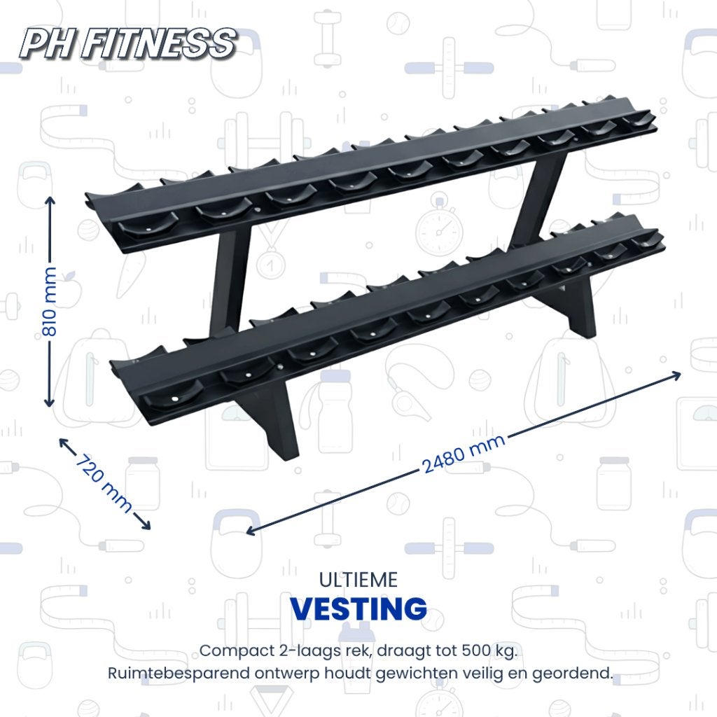 PU Dumbbell Rack - 10 Paar / 2 Laags, Ophalen, Rug, Dumbbell