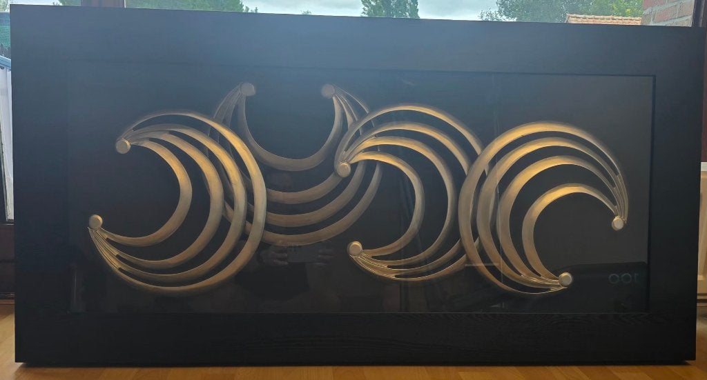 Grand tableau mural décoratif noir et argenté, Comme neuf, 140 cm, Cadre tableau, 70 cm