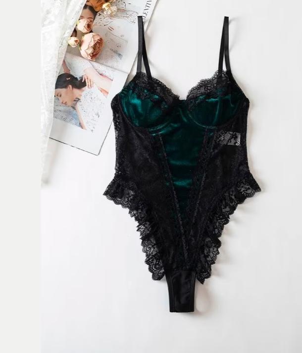 Sexy Vintage kanten bodysuit voor vrouwen - Gothic groen, Ophalen of Verzenden, Groen, Body of Korset