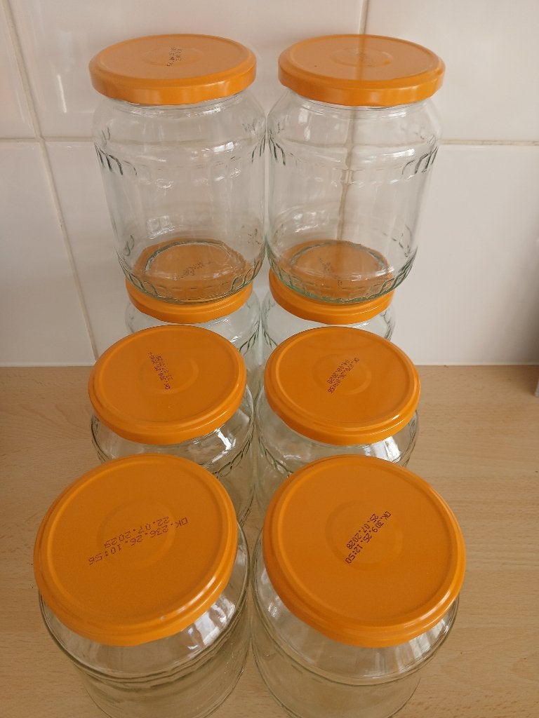 Lot de 8 Bocaux vides propres 700gr, Comme neuf, Verre, Enlèvement, Autres styles