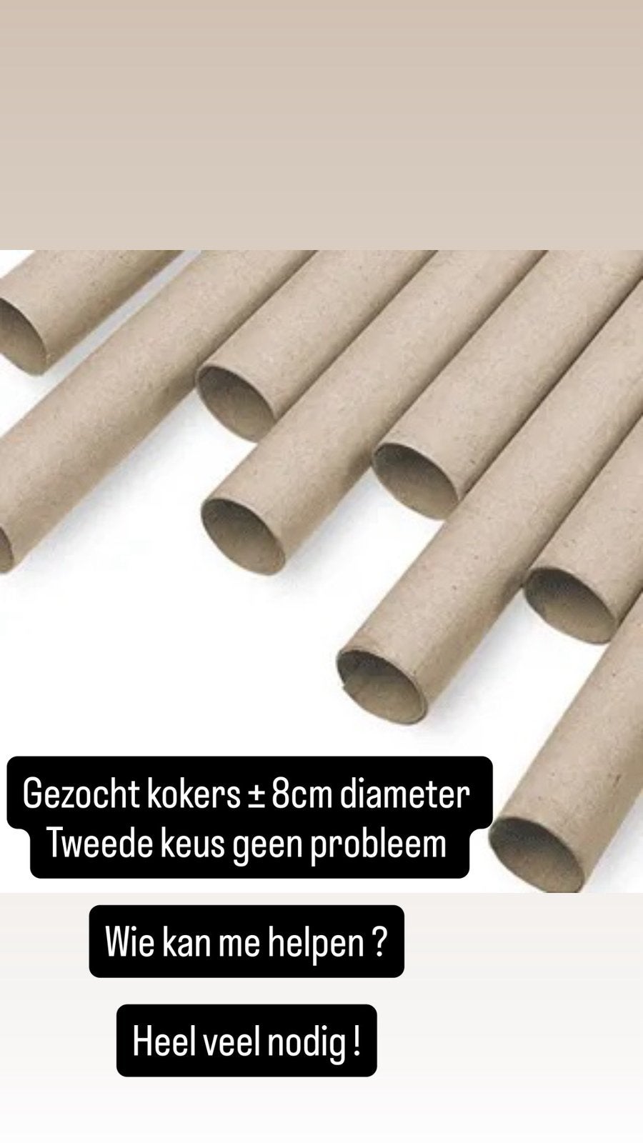 GEZOCHT:  massa’s kokers van ongeveer 8cm, Ophalen, Zo goed als nieuw