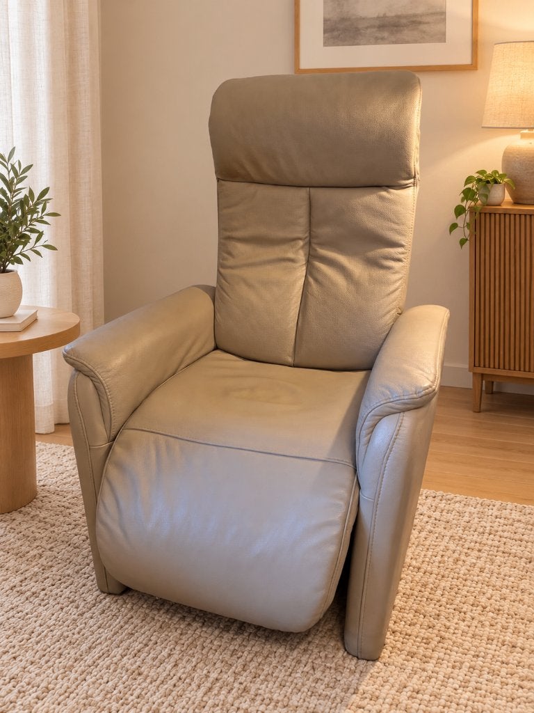 Ergolux BOOM relaxzetel in leder – 2 motoren + opstahulp, Ophalen, Zo goed als nieuw, Leer