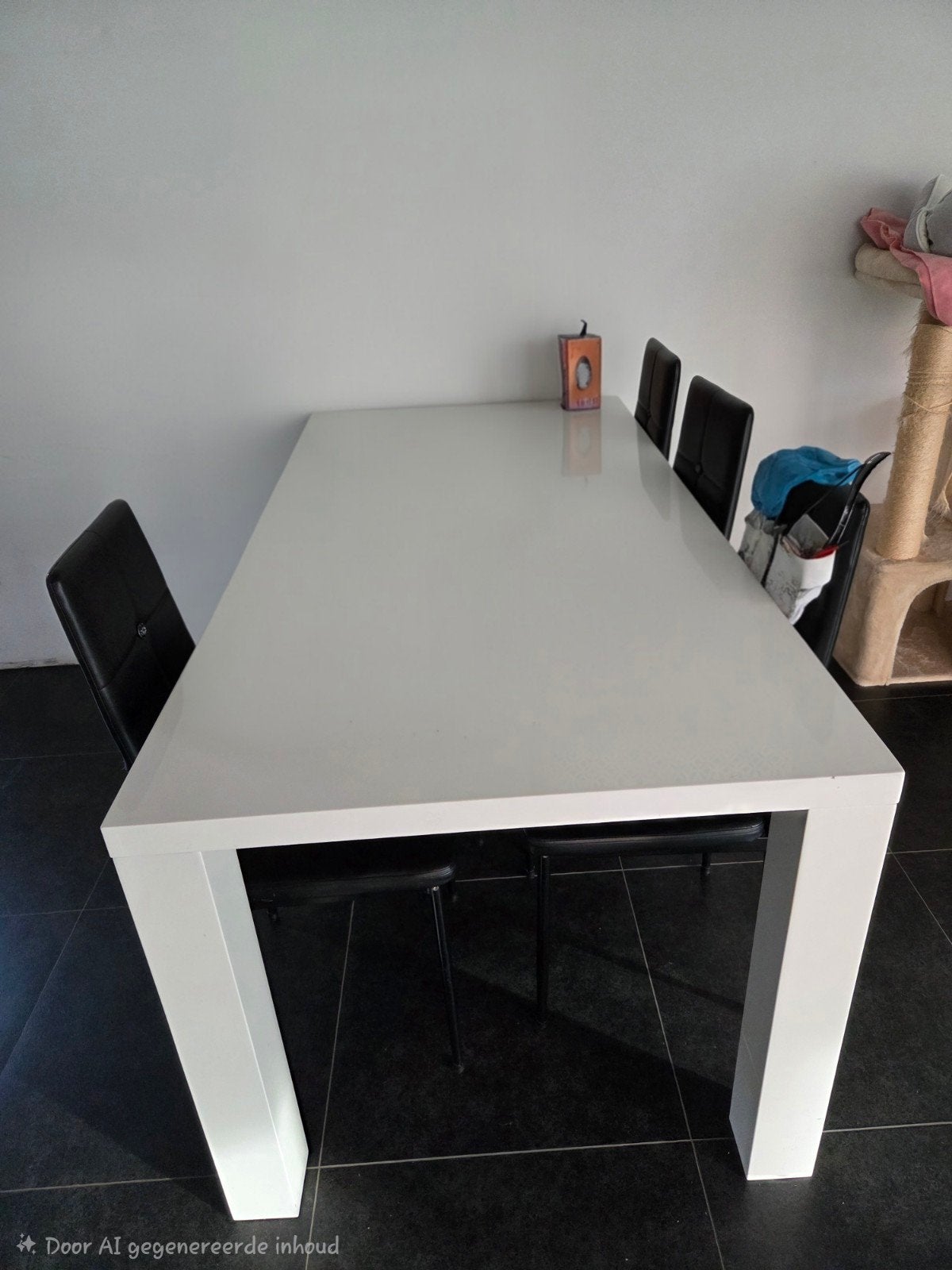 Hoogglans wit tafel, Huis en Inrichting, Ophalen, Gebruikt, 50 tot 100 cm, Vijf personen of meer