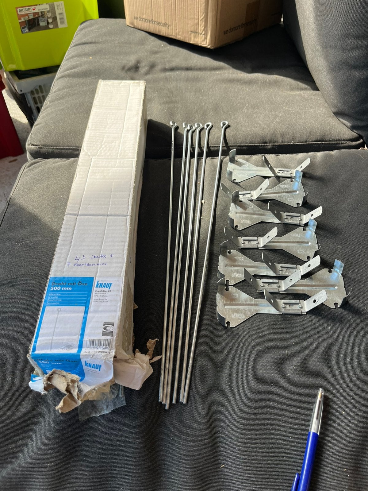 43 draadstangen 50 cm + 7 veerklemmen, Ophalen, Nieuw, Overige typen