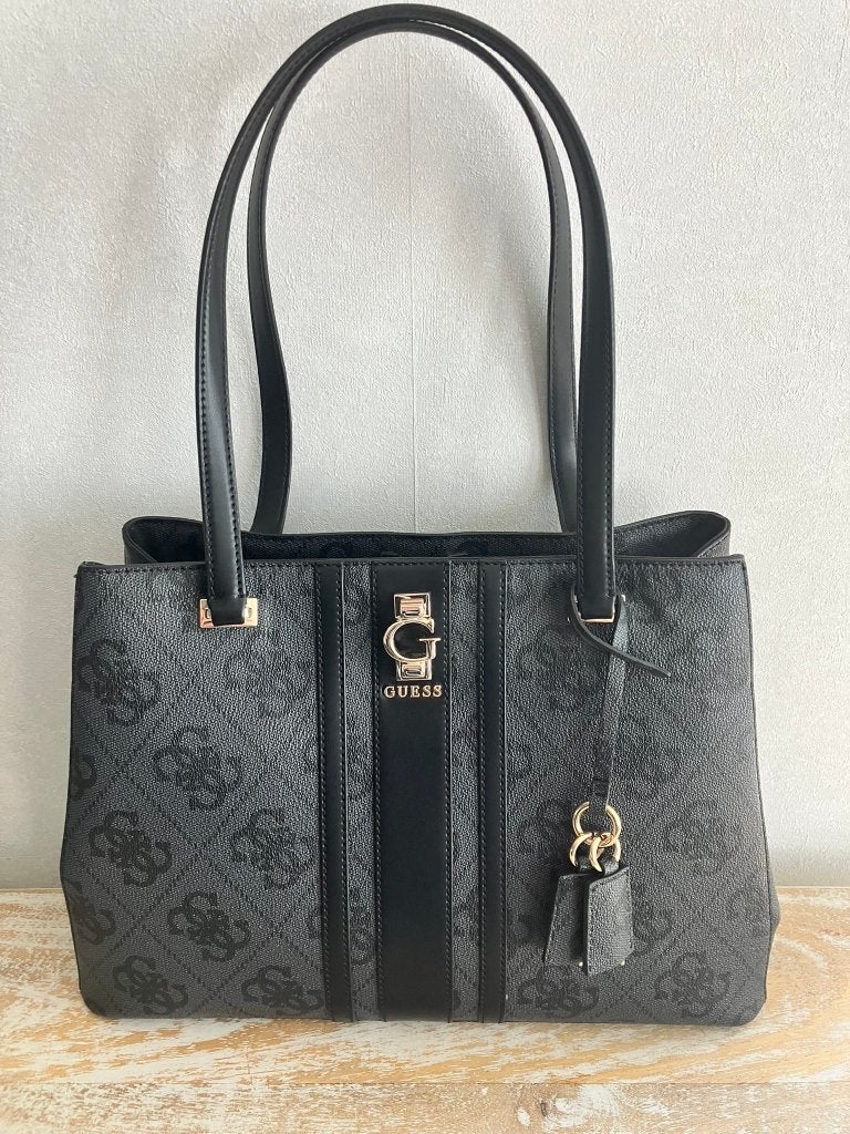 GUESS schoudertas Erenia Tote Bag Coal Logo, Ophalen of Verzenden, Zo goed als nieuw, Grijs