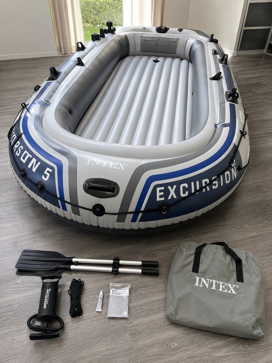 opblaasbare boot intex excursie 5 zitplaatsen, Watersport en Boten, Ophalen, Nieuw, Aluminium, Opblaasboot