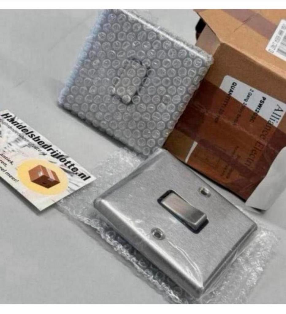 2X Geborsteld satijn chrome chroom licht schakelaar knop set, Ophalen of Verzenden, Nieuw