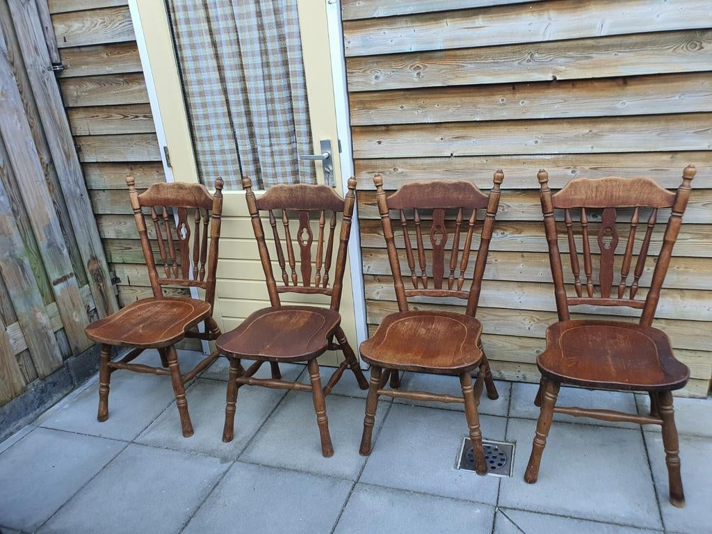 4x antieke eikenhout stoelen, Antiek en Kunst, Ophalen
