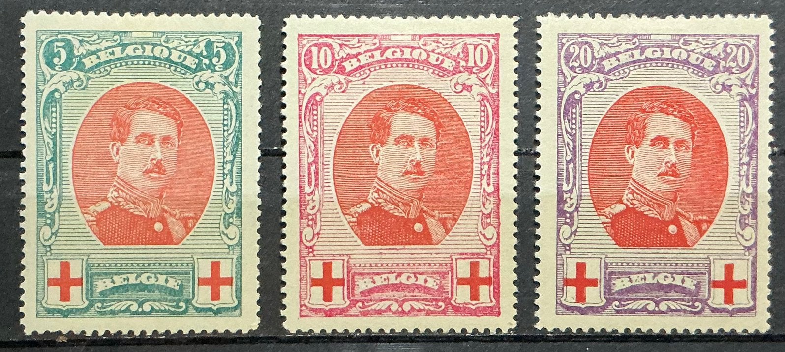 LOT 733. OBP: 132/34. RODE KRUIS. MH., Orginele gom, Ophalen of Verzenden, Postfris, Rode kruis