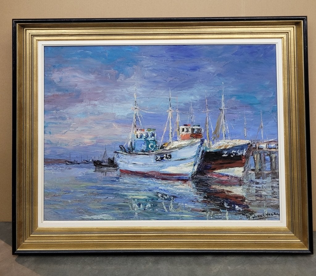 Walter JONCKHEERE, in Zeebrugge, Enlèvement ou Envoi, Encadré, Peinture à l'huile, Toile