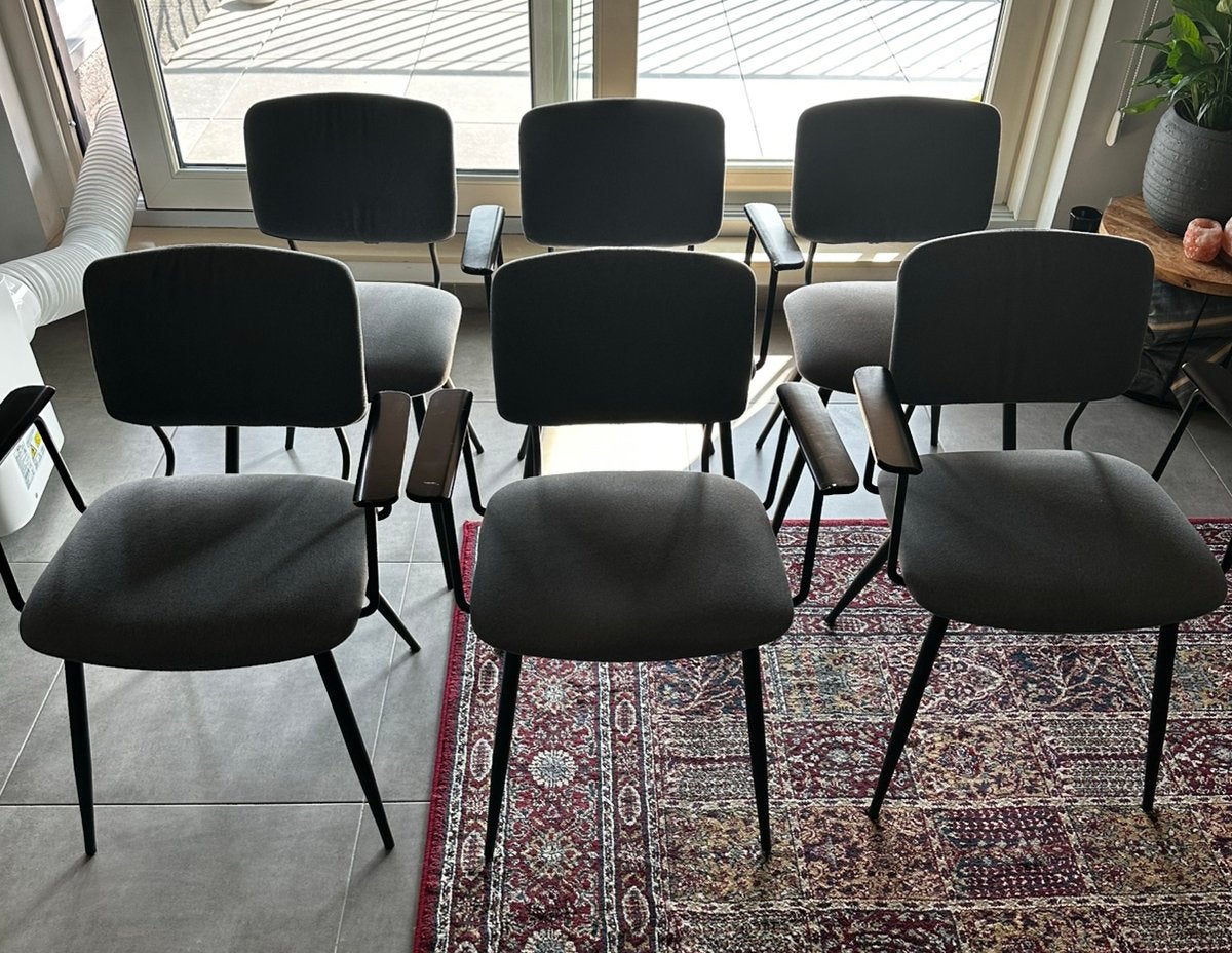MOET DEZE MAAND WEG: 6x Vintage Stoelen, Ophalen, Gebruikt, Metaal, Grijs