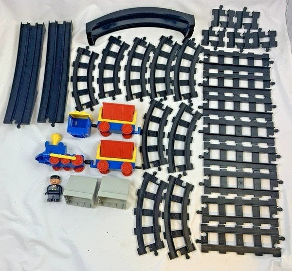 Ensemble de trains LEGO Duplo Bridge Rails Locomotive comple, City, Ensemble complet, Comme neuf, Duplo