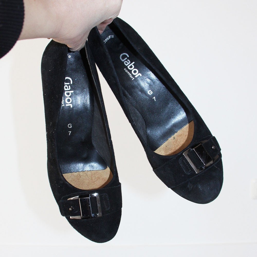 Schitterende Suede Gabor Pumps - s8 (Maat 7G/40½) € 55,-, Pumps, Verzenden, Zwart, Gabor