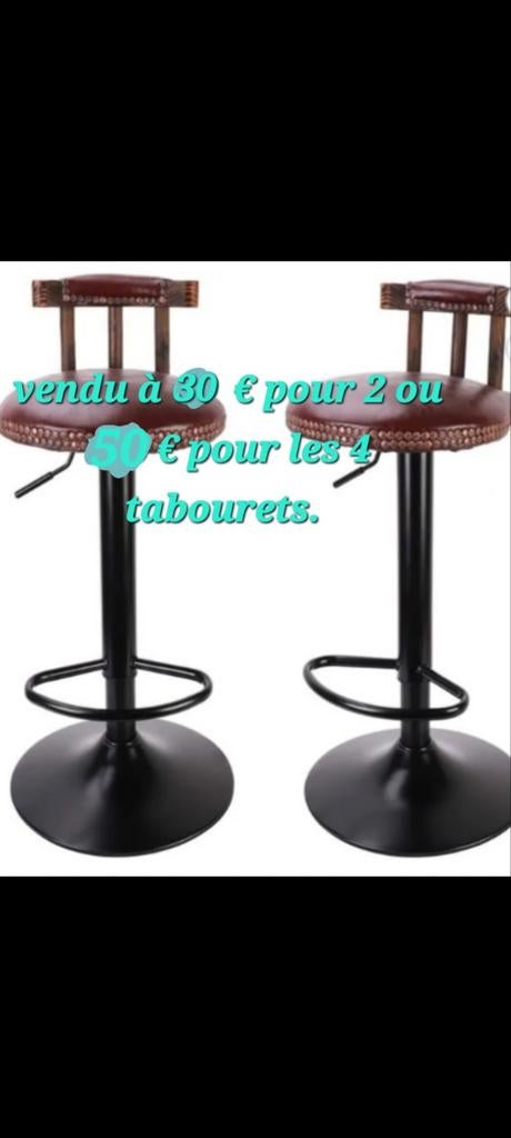 4 tabourets de bar style vintage, 4 tabourets, Comme neuf, Métal, 60 à 90 cm