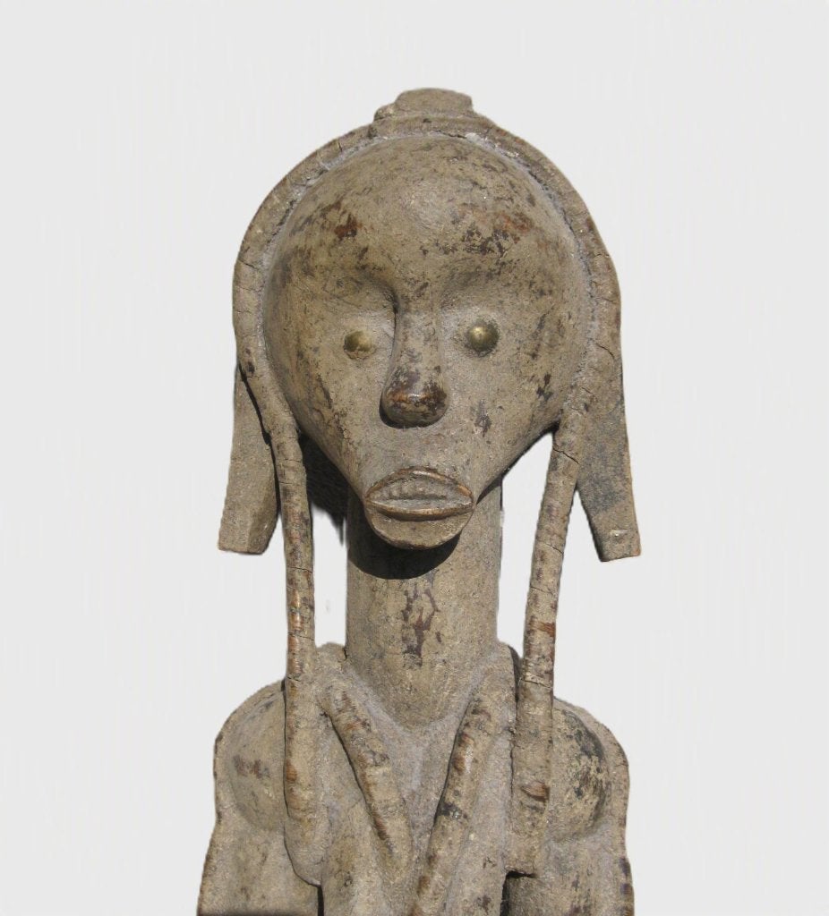 Antiek Afrikaans tribal kunstwerk Bamana Mali., Antiquités & Art, Art | Art non-occidental, Sculpture, Afrique, Bois, Incrusté