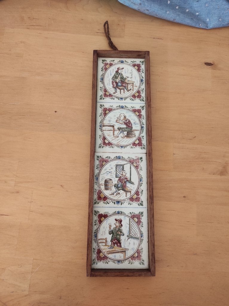 Klein oud tegeltableau tegels mogelijks Mettlach decoratie, Ophalen