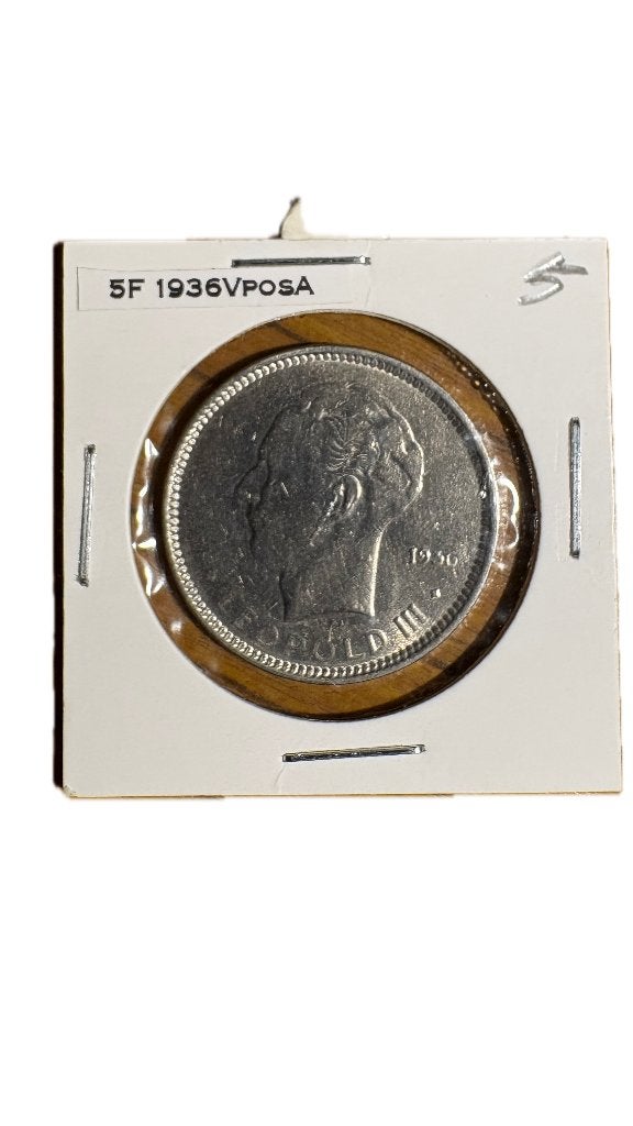 LEOPOLD III: 5 FRANCS 1936V positie A (3), Ophalen of Verzenden