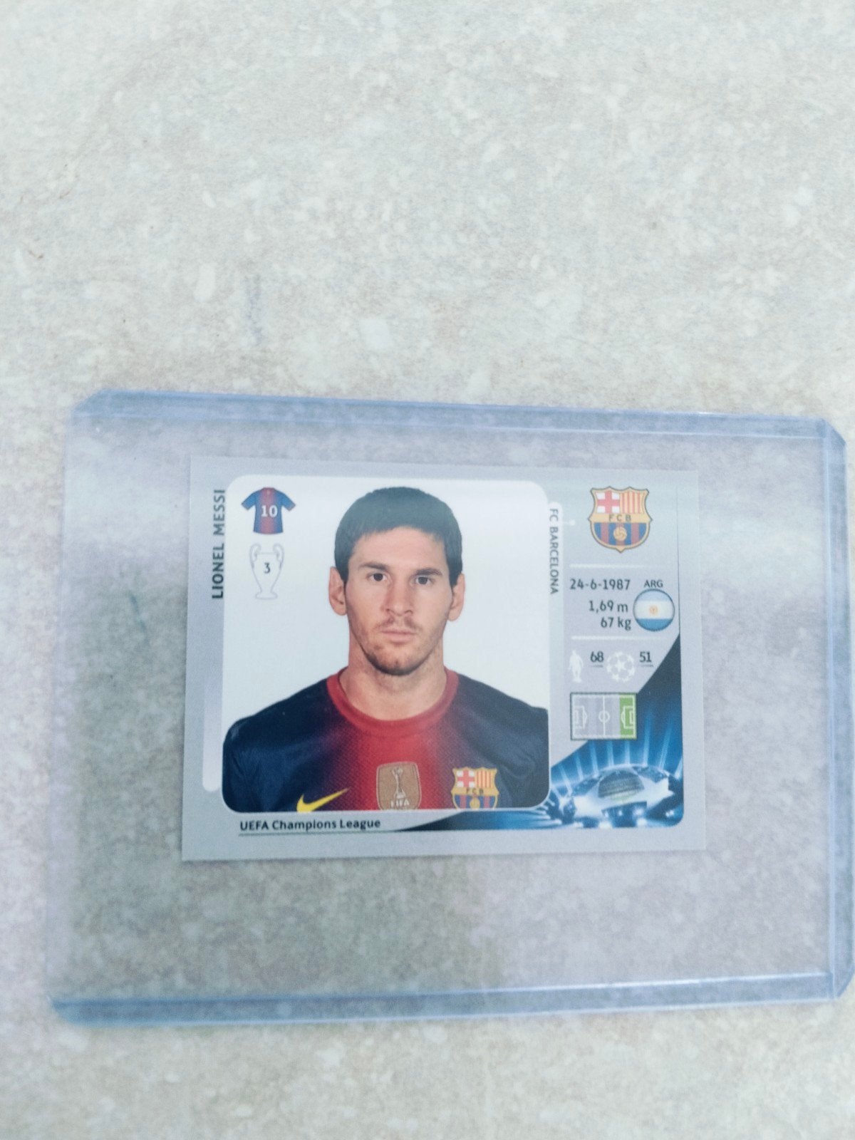 Panini sticker Lionel Messi Barcelona CL, Ophalen of Verzenden, Sticker
