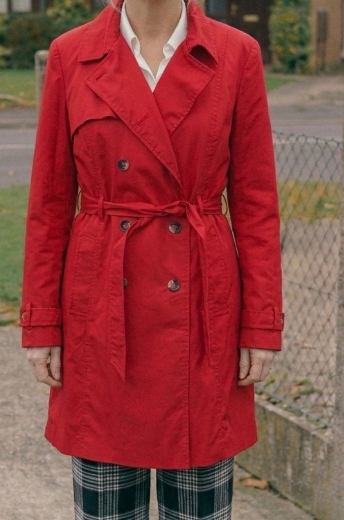 Trenchcoat maat 46, Verzenden, Zo goed als nieuw, Maat 46/48 (XL) of groter, Rood