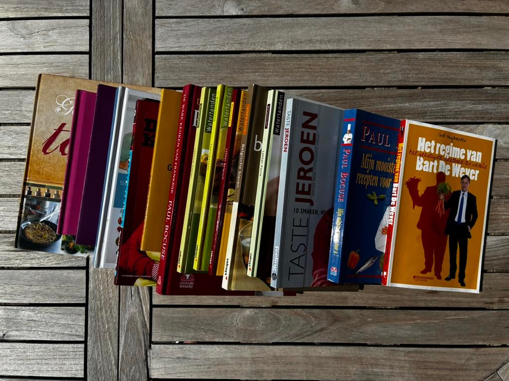 Mooi pakket van 15 kookboeken (o.a.Jeroen Meus, Paul Bocuse), Ophalen, Zo goed als nieuw, Frankrijk, Gezond koken