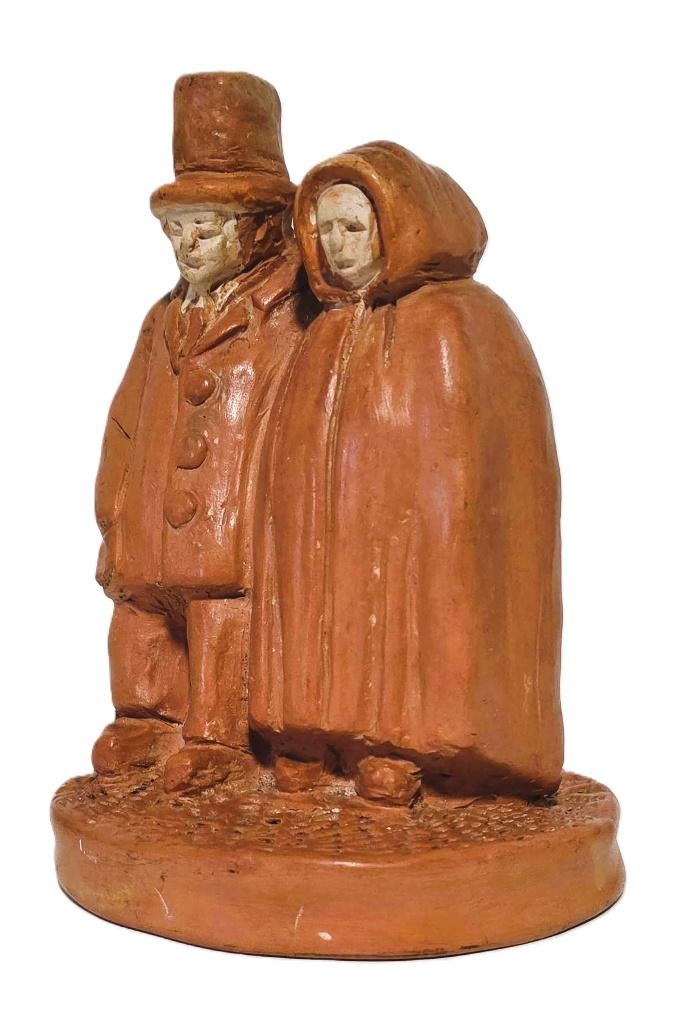 Antiek terracottabeeld., Antiek en Kunst, Groep mensen, Minder dan 20 cm, Natuurlijk materiaal, Handgemaakt