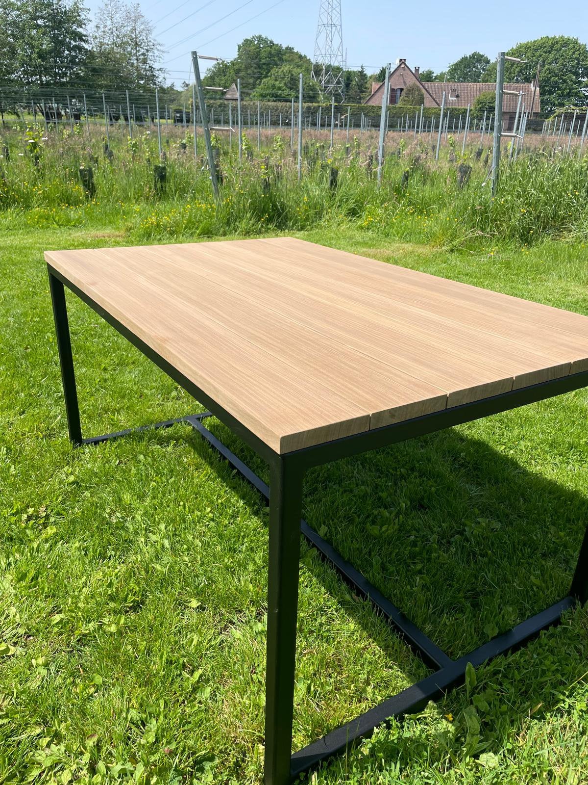 Lange tuintafel | Maatwerk Staal & Hout, Jardin & Terrasse, Tables de jardin, Enlèvement ou Envoi, Neuf, Rectangulaire, Bois