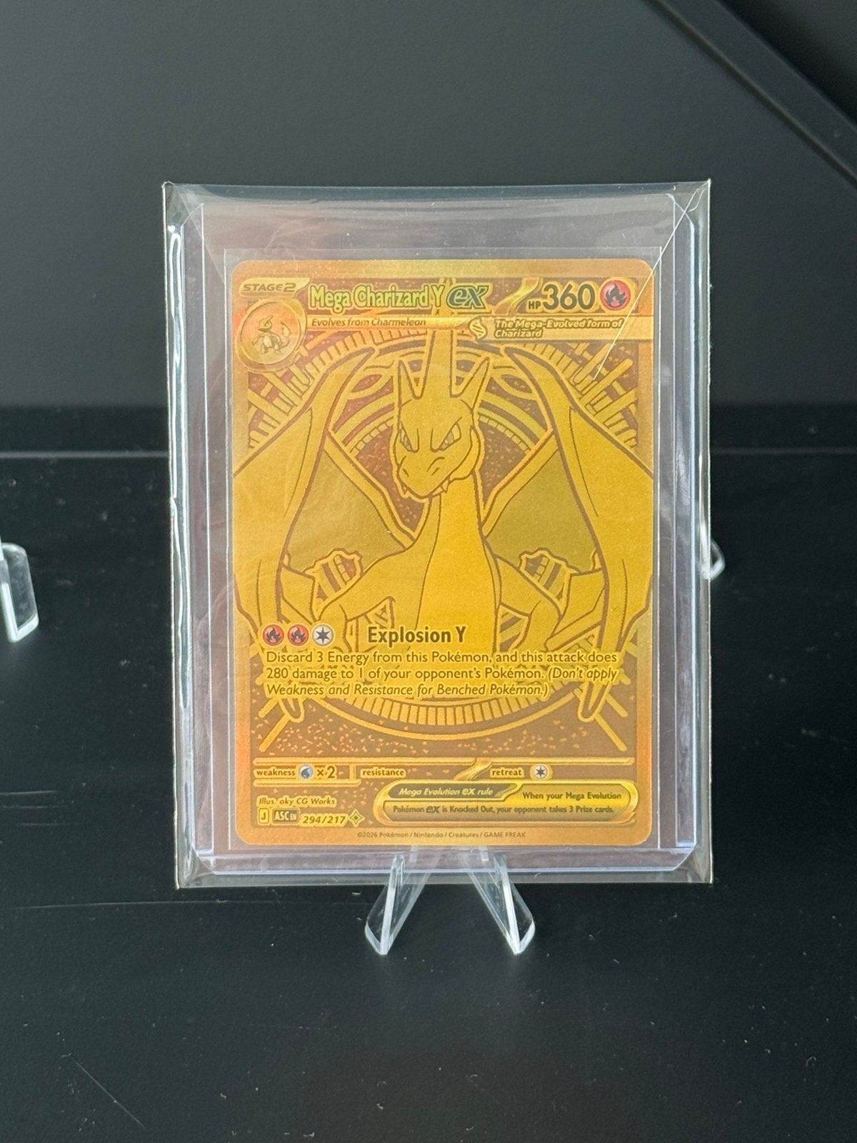 Mega Charizard Yex–294/217–Full Gold Pokémon Kaart–Near Mint, Enlèvement ou Envoi
