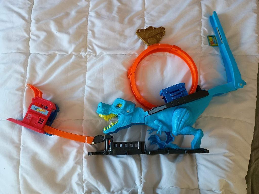 Hot Wheels City T-Rex aanval - Speelgoed auto racebaan, Ophalen, Racebaan, Zo goed als nieuw, Hot Wheels