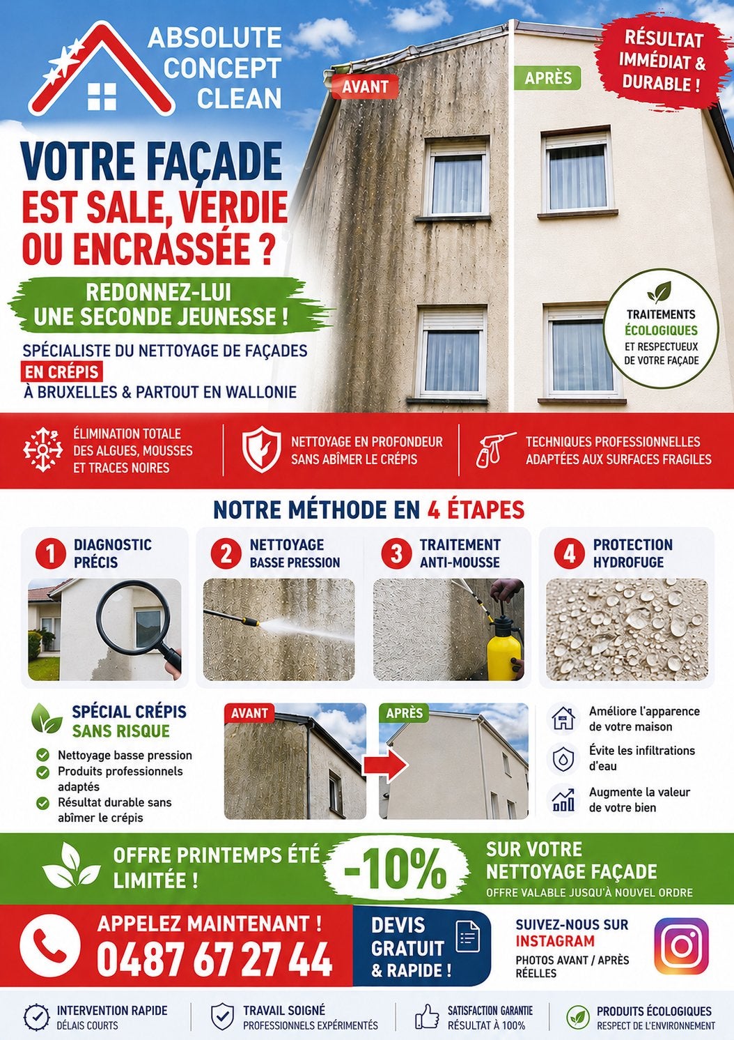 NETTOYAGE DE FAÇADES, Enlèvement