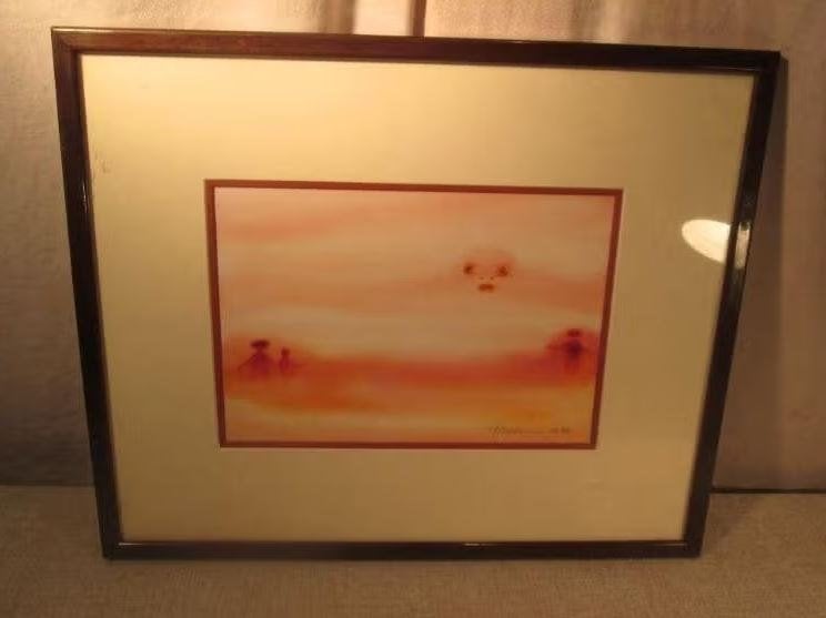 Mooi Modern Geschilderd Aquarel 'Vreemde Wezens' - R Toelen, Antiek en Kunst, Kunst | Schilderijen | Modern, Ophalen of Verzenden