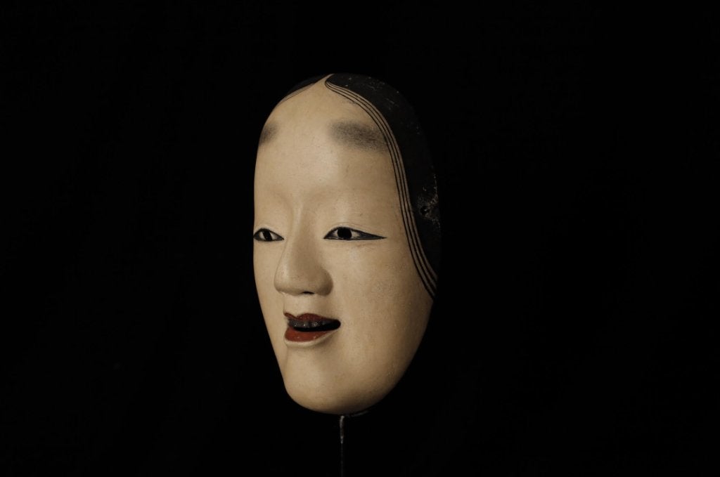 Japanse Waka Onna Noh-masker voor jonge vrouw, Hout, Masker, Handgemaakt, Ophalen of Verzenden