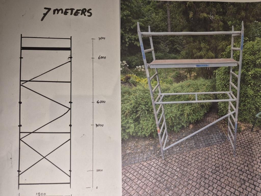 Eurosteiger max. 7 meter hoog, Doe-het-zelf en Bouw, Steigers, Gebruikt, Gevelsteiger, 5 meter of hoger, Ophalen