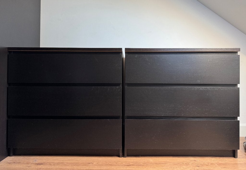 2x Malm kast donkerbruin IKEA, 3 ou 4 tiroirs, 25 à 50 cm, Moins de 100 cm, Comme neuf