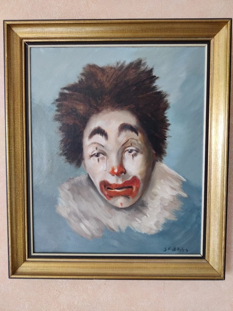 Clown: Gilbert van Belleghem, Enlèvement ou Envoi, Signé, Peinture à l'huile, Toile