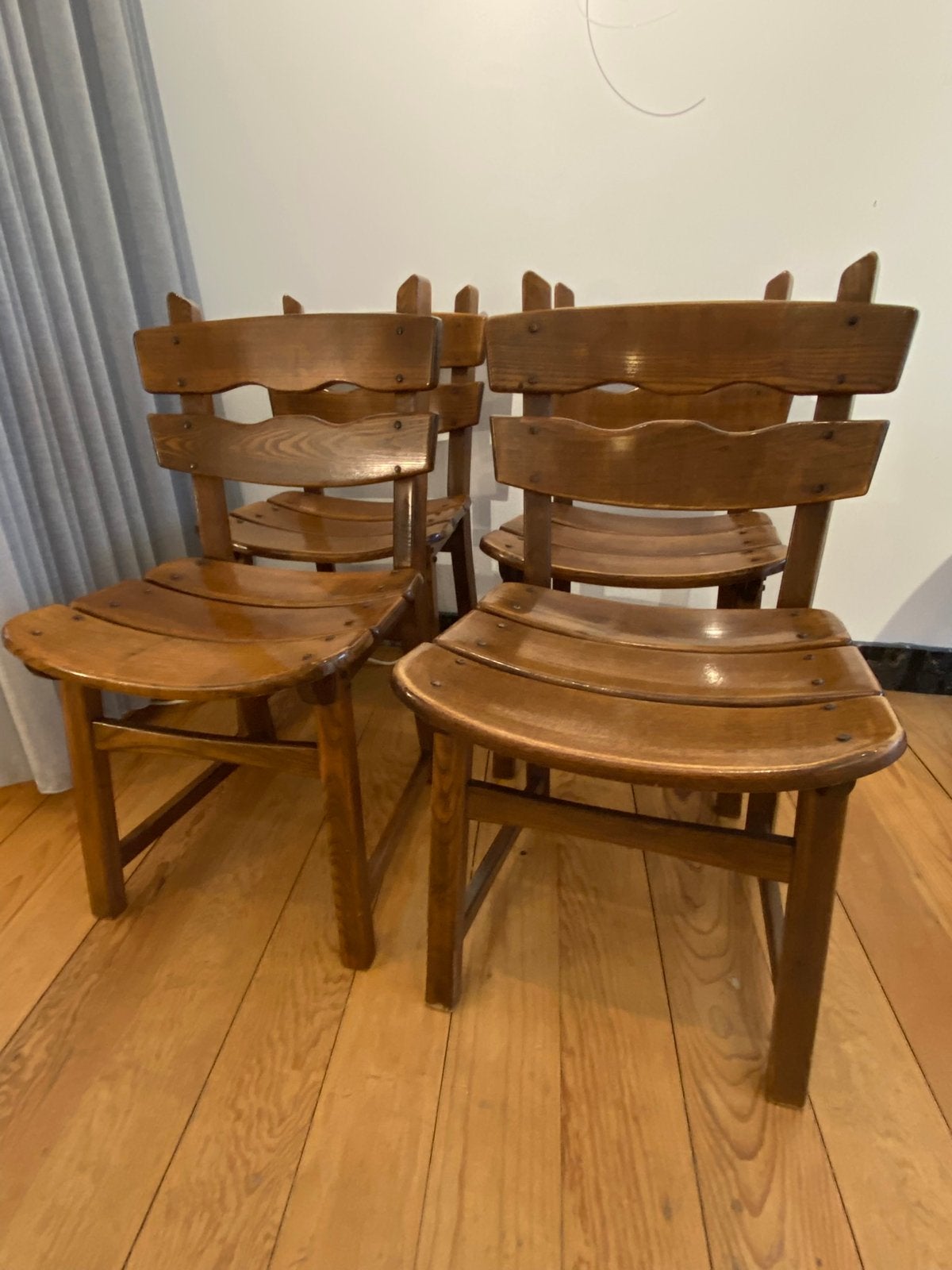 4 brutalist chairs stoelen stoel vintage, Ophalen, Gebruikt, Brutalist