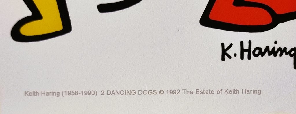 Keith Haring "Dancing Dogs" Officiële Pop Art print., Ophalen of Verzenden, Overige techniek