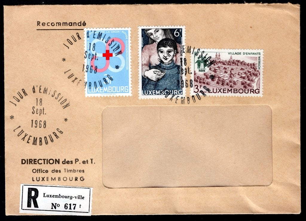 LUXEMBOURG Yt. 726/728 FDC 1968, Envoi, Luxembourg, Affranchi