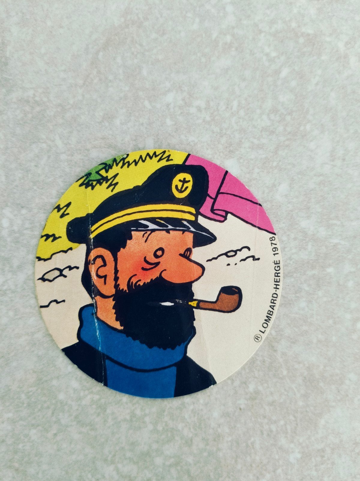 Oude sticker lombard-herge Kuifje/kapitein Haddock, Enlèvement ou Envoi