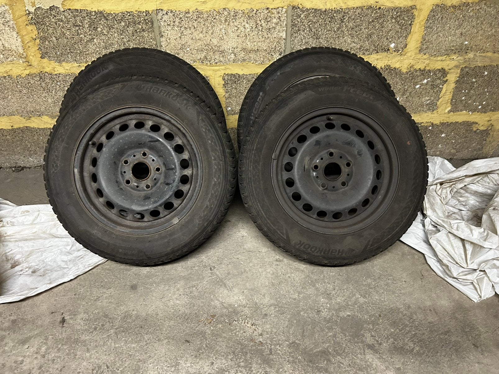 Winterkit Vw Hankook 195/65R15 91T - 5x115 et43 6j15h2, Ophalen, Gebruikt, 15 inch, Banden en Velgen