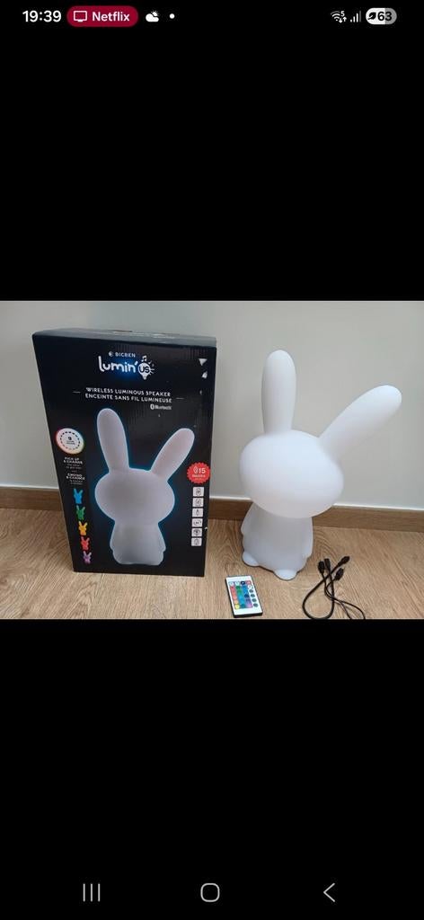 ​ Bigben Lumin'US Konijn - Draadloze Speaker & Nachtlamp, Ophalen of Verzenden