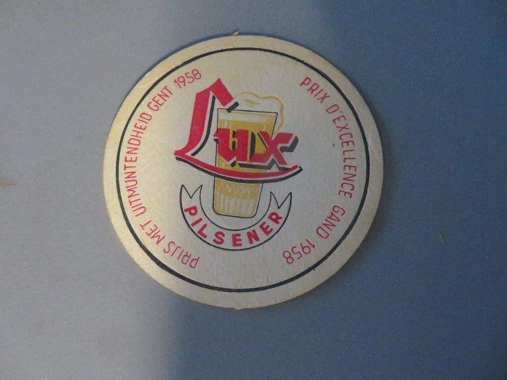 bierviltje LUX pilsener prijs uitmuntendheid Gent 1958, Verzamelen, Ophalen of Verzenden, Zo goed als nieuw, Viltje(s), Overige merken