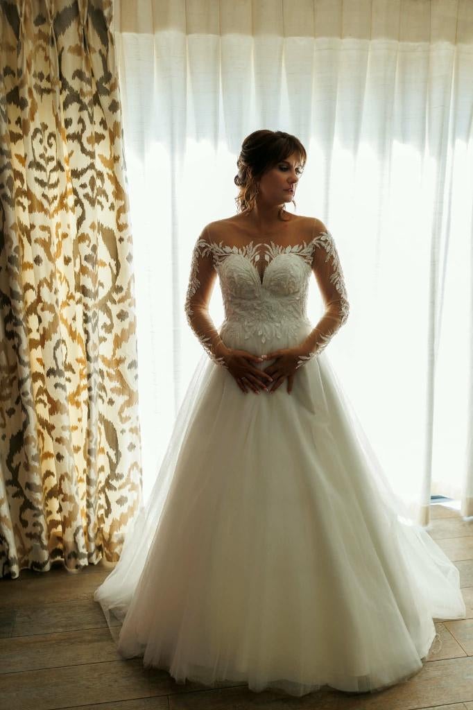 robe de mariée 38/40 (Un Temps pour Elle), Ophalen, Trouwjurk, Wit, Zo goed als nieuw