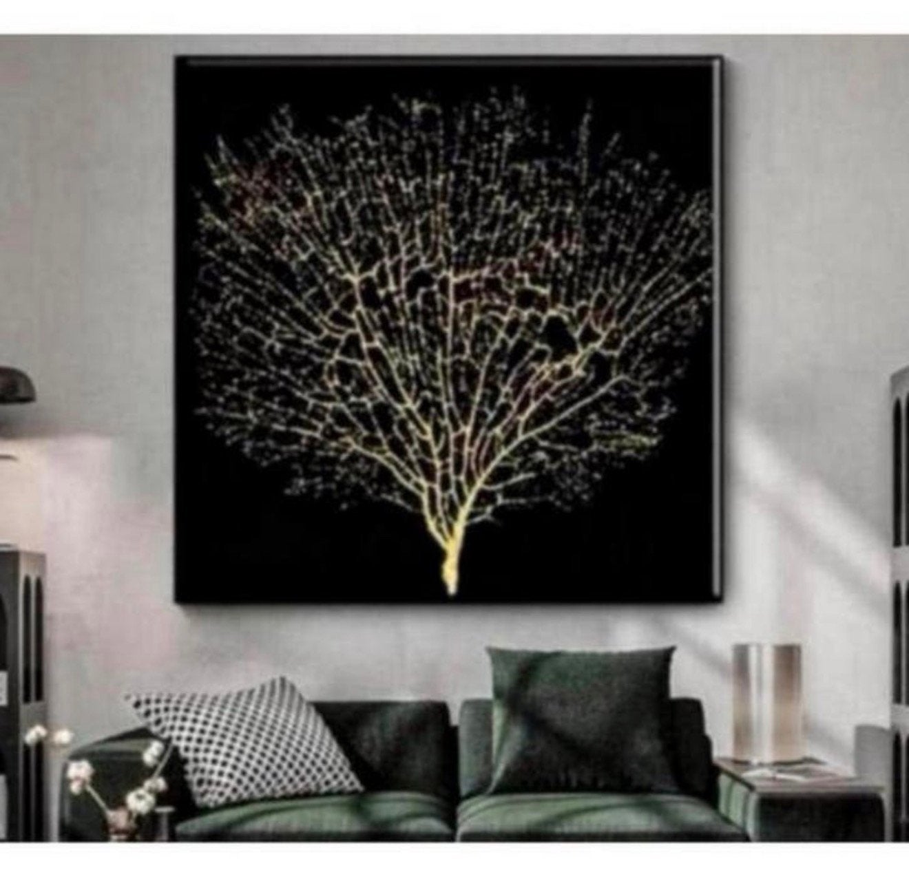 Arbre de vie doré abstrait arbre de vie doré 90x90, Maison & Meubles, Neuf, Doré, Autres types, Enlèvement ou Envoi