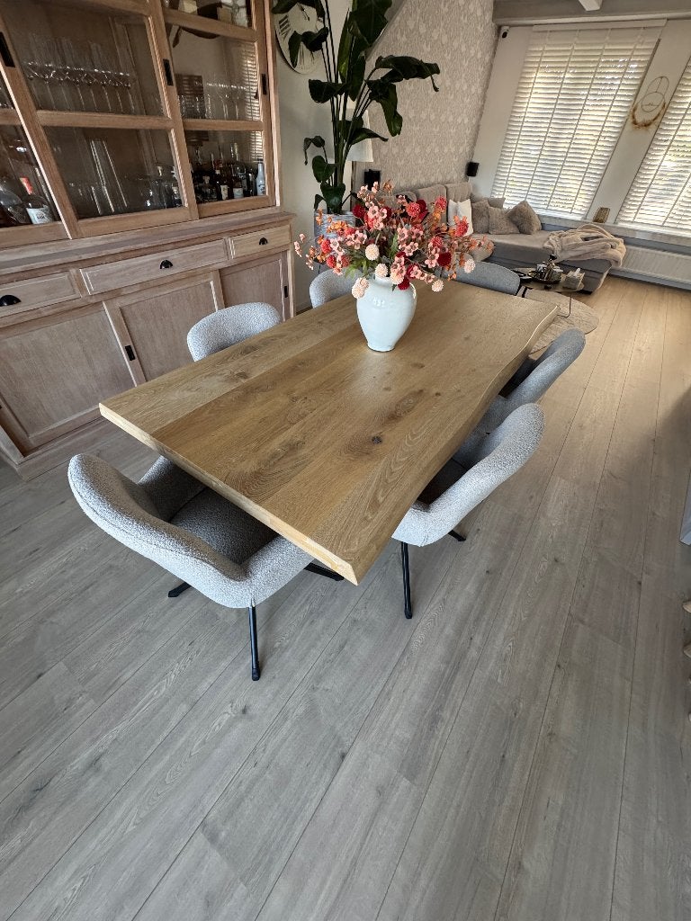 Robuuste eettafel 200 x 100 cm – houten/eiken blad, Ophalen, Gebruikt, 100 tot 150 cm, 200 cm of meer