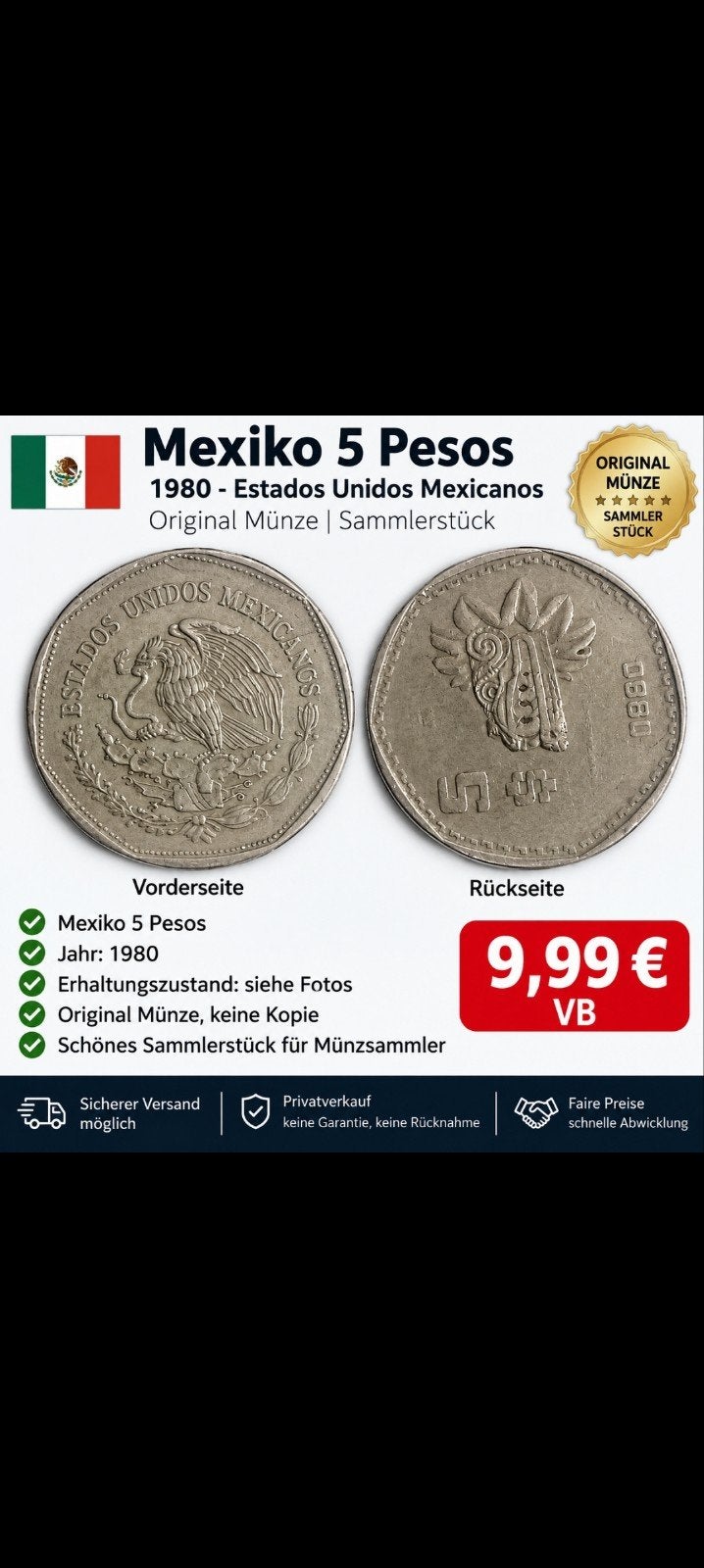 munt mexico, Ophalen of Verzenden