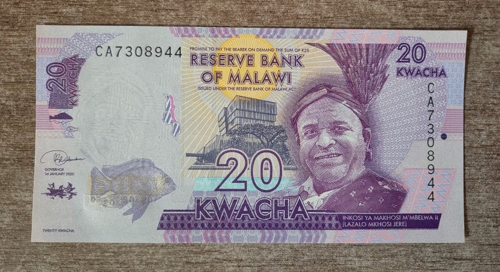 Ongecirculeerde bankbiljet 20 kwacha uit Malawi, Ophalen of Verzenden, Los biljet